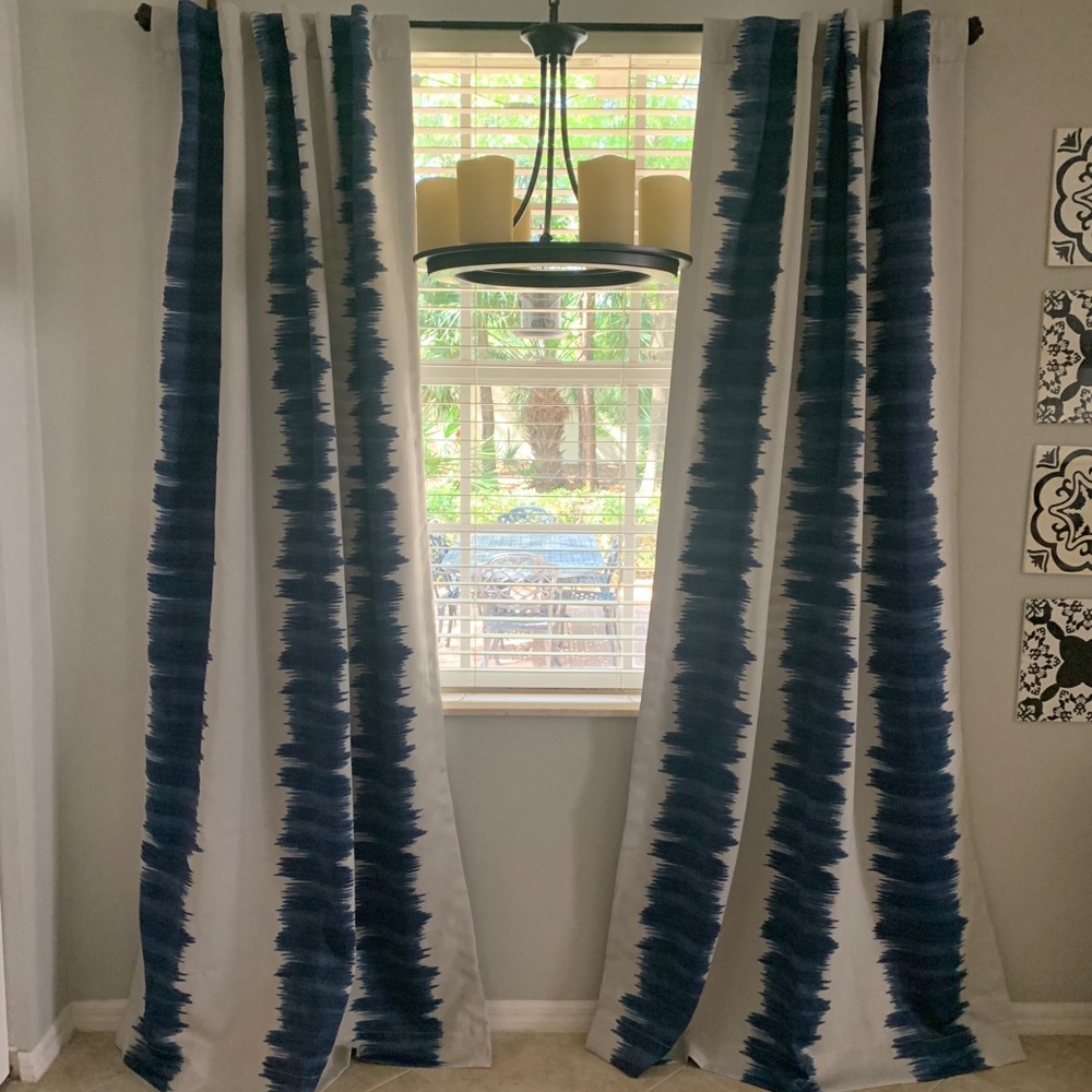 Blue and Cream Blackout Curtains